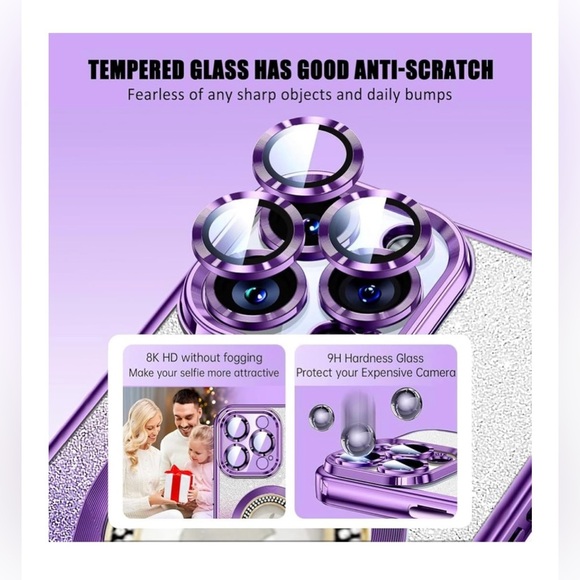 💖(2 for $15)💖 iPhone 14 Purple and Silver Glitter Phone Case - Picture 9 of 10